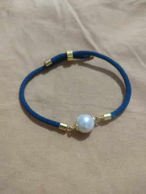 Silk pearl Bracelet blue - image