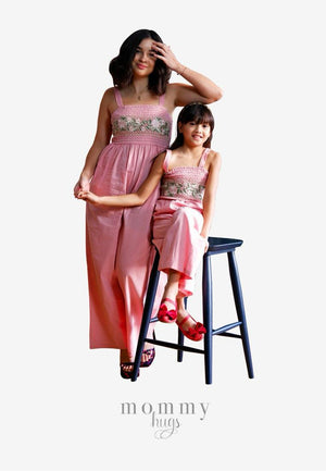 Smocked Romper Girl - Blush Blossom Pink - image