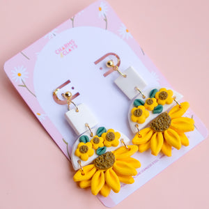 Clementine Sunflower Bold Polymer Clay Statement Earrings - image