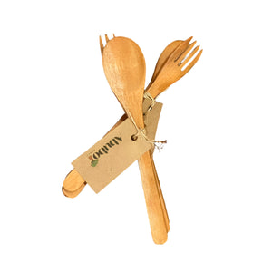 Acacia Spoon and Fork Set - image
