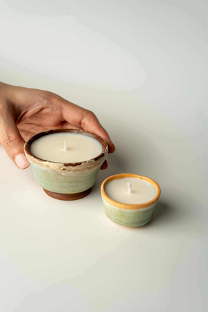 Pistachio Green Ceramic Scented Tea Light Candles Set - image