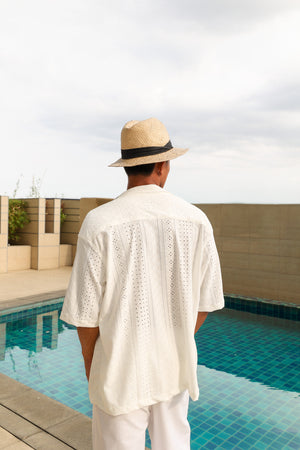 Premium Anglaise Cuban Shirt | Bianco - image