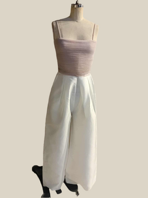Small Pleats Bodice Wide Hem Jumpsuit in Lilac Tulle and White Gazar - image