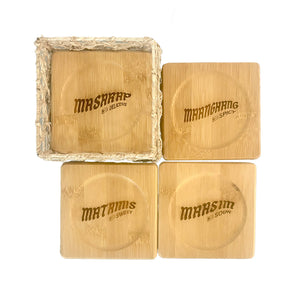 Bamboo Engraved Coaster Set of 4 FLAVORS - image