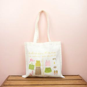 Adventure is Where You Find It on Small Natural Canvas Tote - image