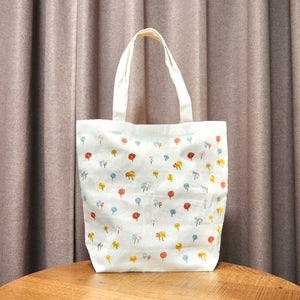 Cotton Candy Flowers on Natural Canvas Shoulder Tote - image