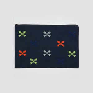 Fishbones on Navy Canvas Clutch - image