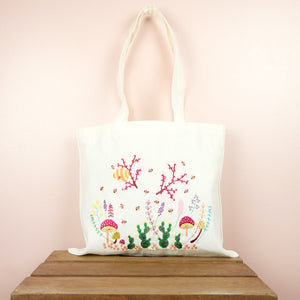 Garden on Small Natural Canvas Tote - image