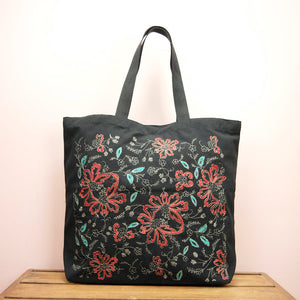 Linda on Black Canvas Shopping Tote - image