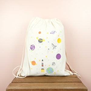 Planets on Natural Canvas Drawstring Backpack - image