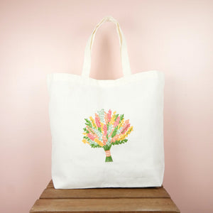Spring Bouquet on Natural Canvas Shopping Tote - image