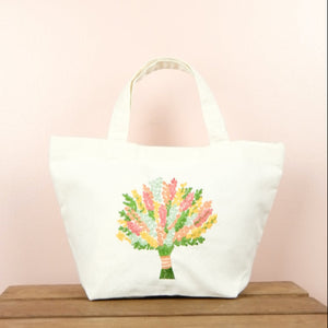 Spring Bouquet on Natural Canvas Small Handbag - image