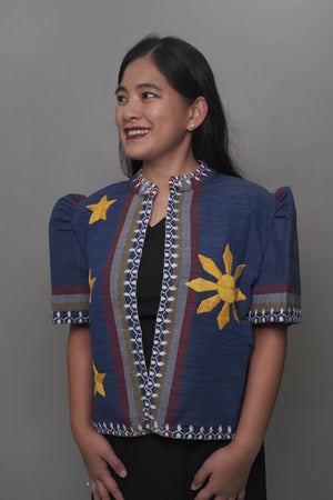 Tiniri Bolero with Filipino Sun and Stars motif with Itneg embroidery - image