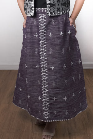 Tiniri Purple Long Skirt with Itneg embroidery - image