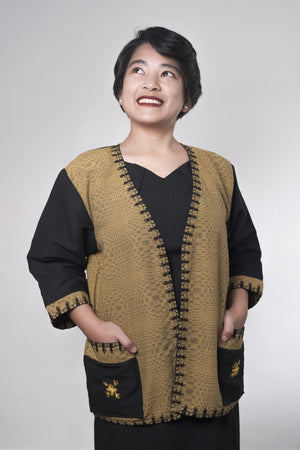 Binakol Kimono-style Blazer with Itneg embroidery - image