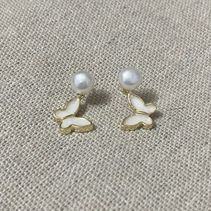 Butterfly Freshwater Pearl Earrings - image