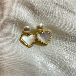 Heart Freshwater Pearl Earrings - image