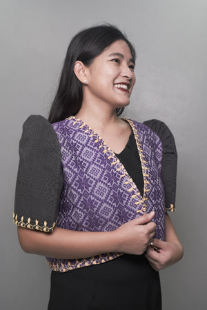 Purple Pinilian Bolero with Black Binakol Sleeves - image