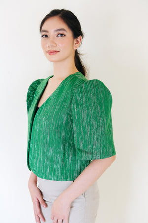 HANDWOVEN FILIPINIANA BOLERO (GREEN INABEL)