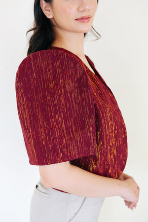 HANDWOVEN FILIPINIANA BOLERO (MAROON INABEL)