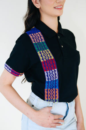 LANGKIT HANDWOVEN POLO SHIRT (BLACK) - image