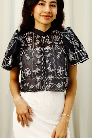 FILIPINIANA BOLERO - BLACK ORGANZA - image