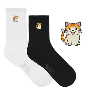 Purrfect Pair Embroidered Cotton Socks - image