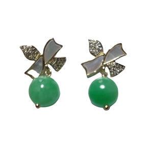 BURMESE jade ribbon earrings - image