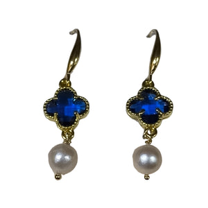 Blue clean ver freshwater pearl earrings - image