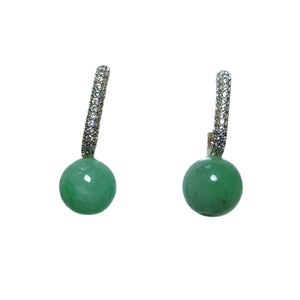 Burmese jade Diamond loop earrings - image