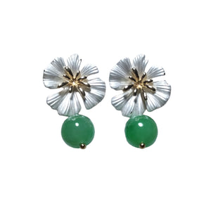 Burmese jade  Flower earrings - image