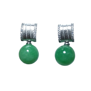 Burmese jade white stud earrings 3 - image