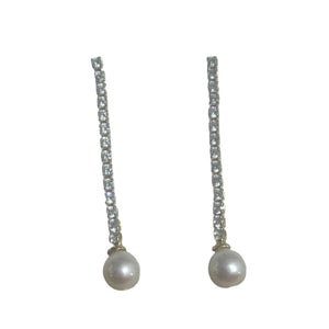 Diamond drop Salt Water Pearl Earrings - image