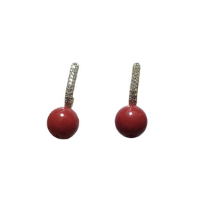 NATURAL CORAL LOOP EARRINGS - image