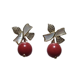 Natural  Coral MOP RIBBON earrings - image