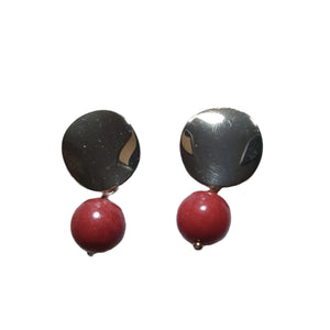 Natural coral Circle Earrings - image