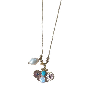 PINK BUTTERFLY PEARL NECKLACE - image