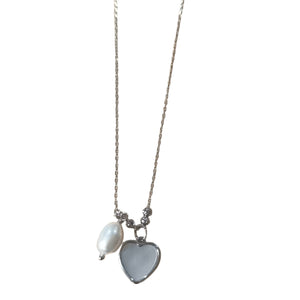 White MOP heart necklace - image