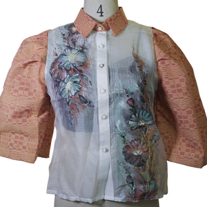 Handpainted bell sleeves button-down barong - image