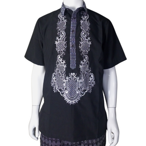 Kandama short sleeves polo barong- black - image