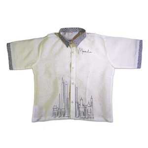 Manila City on White Cropped Pinya Barong