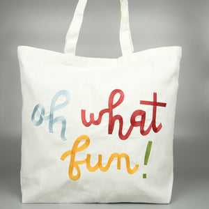 Oh What Fun! on Natural Canvas Shopping Tote - image
