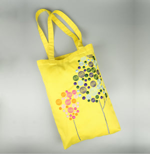 Polka Trees on Medium Yellow Twill Tote - image