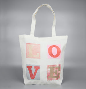 LOVE on Natural Canvas Shoulder Tote - image