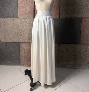 Pleated Blocks Wide Leg Pants in Cream Silk - image