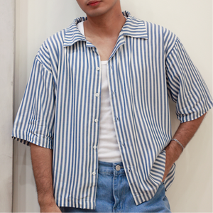 Box Crop Cuban - Sky Stripes - image