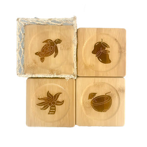 Bamboo Engraved Coaster Set of 4 TROPICS - image