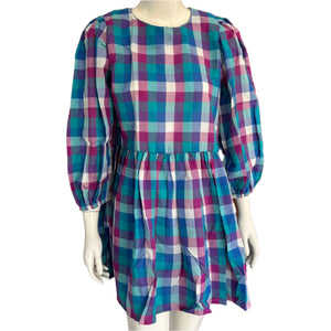 Barrymore Babydoll Dress in Blue Check Print - image