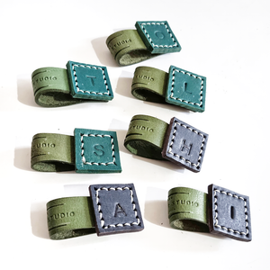 Square-Stitched Cord Keeper with Monogram - image