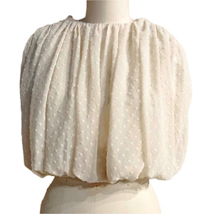 Crop Bubble Top in Beige Light Chiffon - image